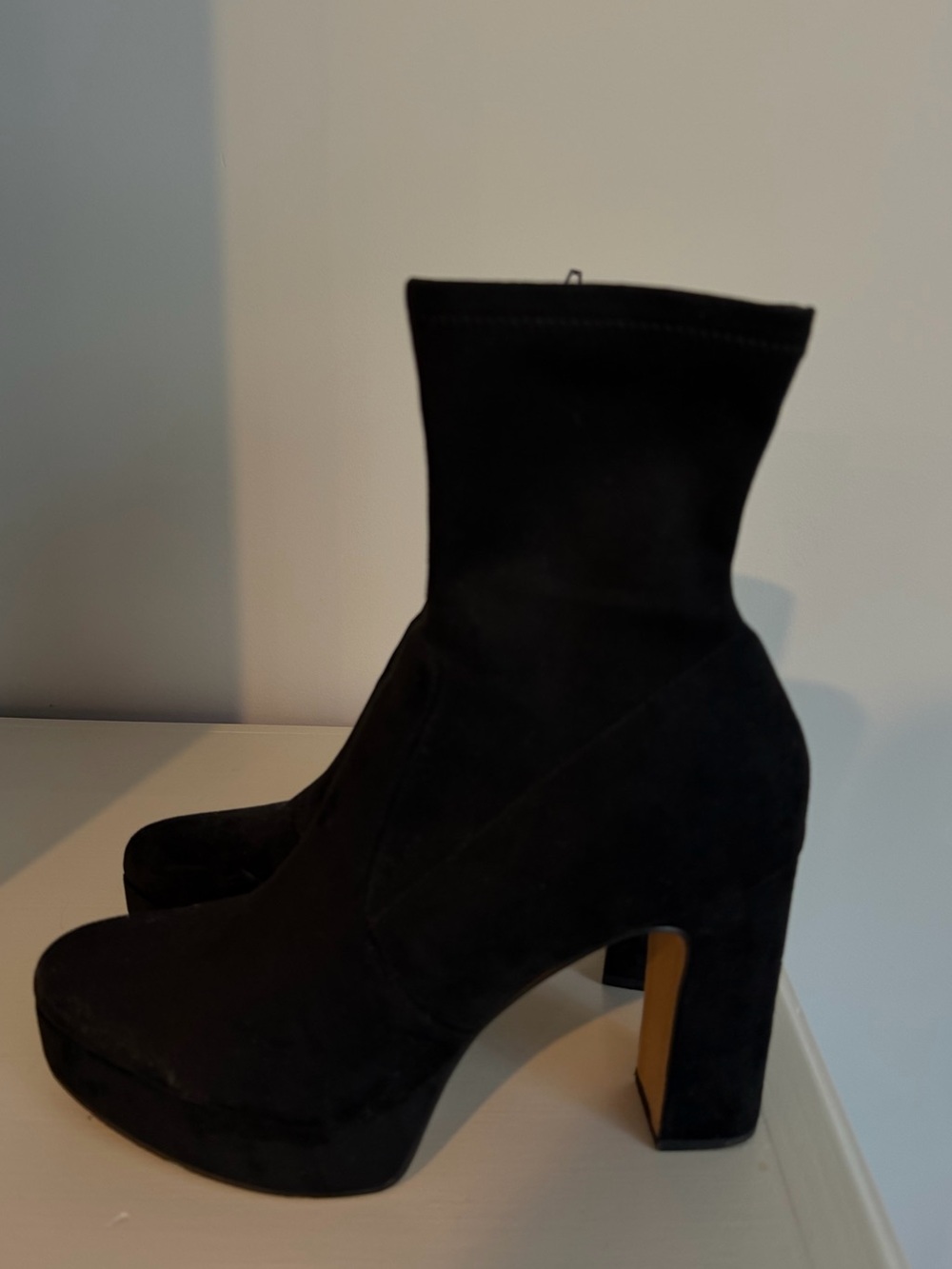 Dolce Vita Black Suede Platform Ankle Boots
